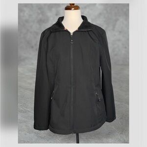 Gerry Lilly Black Fur Lined Zip Up Jacket Zipper Pockets Waterproof Large NWOT